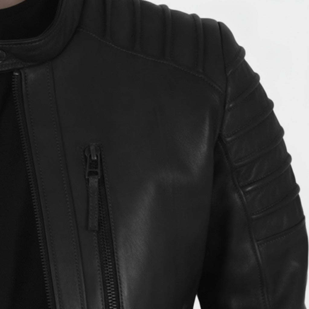 Men's Black Quilted Leather Biker Jacket