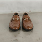 Men's Brown Crocodile-Embossed Leather Bit Loafers — Easington