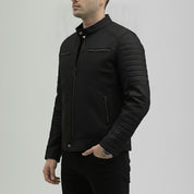 Men's Black Leather Biker Jacket — Burgess