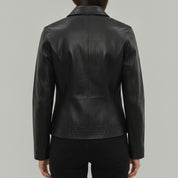 Women's Black Leather Blazer Jacket — Penrose
