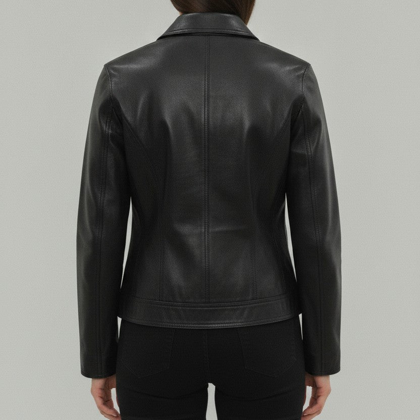 Women's Black Leather Blazer Jacket — Penrose