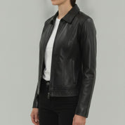 Women's Black Leather Blazer Jacket — Penrose