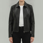 Women's Black Leather Blazer Jacket — Penrose