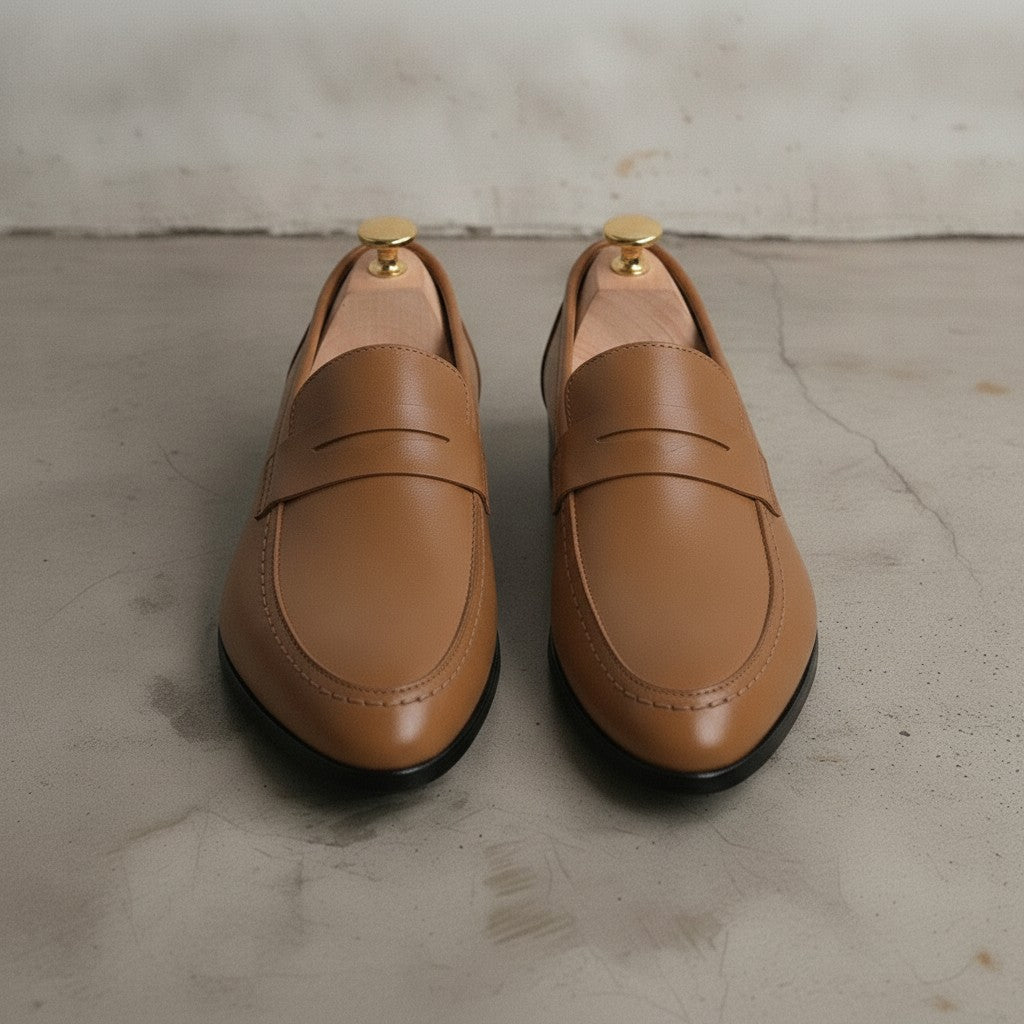 Men's Brown Leather Penny Loafers — Byfield