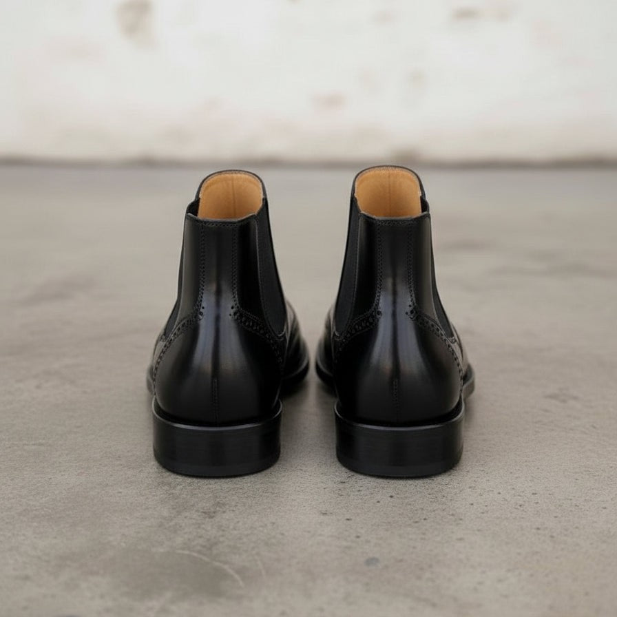 Men's Black Wingtip Leather Chelsea Boots — Fryer — Fryer