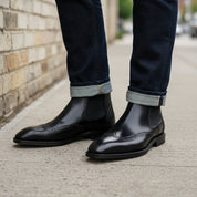 Men's Black Wingtip Leather Chelsea Boots — Fryer — Fryer