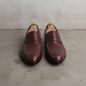 Men's Burgundy Leather Penny Loafers — Byfield