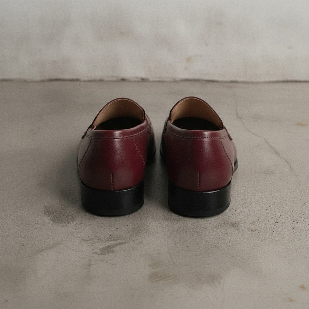 Men's Burgundy Leather Penny Loafers — Byfield