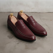 Men's Burgundy Leather Penny Loafers — Byfield
