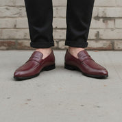 Men's Burgundy Leather Penny Loafers — Byfield