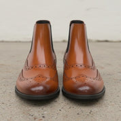 Men's Brown Wingtip Brogue Leather Chelsea Boots — Singleton — Singleton