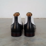 Men's Black and White Wingtip Spectator Leather Ankle Boots — Donne — Donne