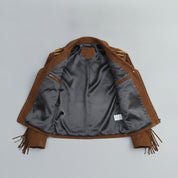 Men's Brown Suede Leather Biker Jacket — Cheswick