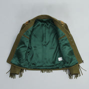 Men's Olive Green Suede Leather Biker Jacket — Cheswick