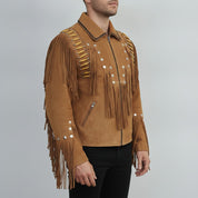 Men's Tan Suede Leather Biker Jacket — Cheswick