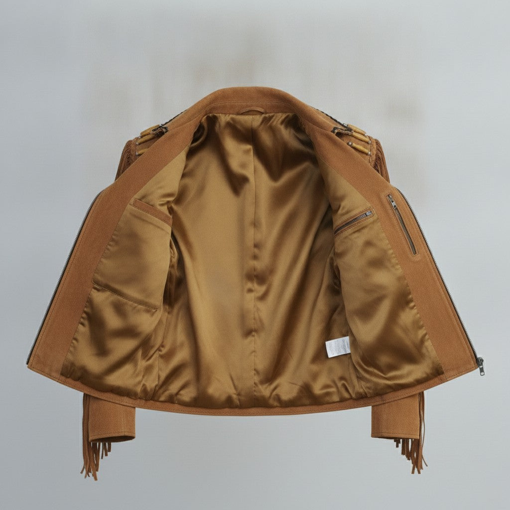 Men's Tan Suede Leather Biker Jacket — Cheswick