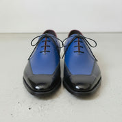Men's Black and Blue Cap-Toe Leather Oxfords