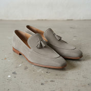 Light Gray Suede Tassel Loafers — Dover