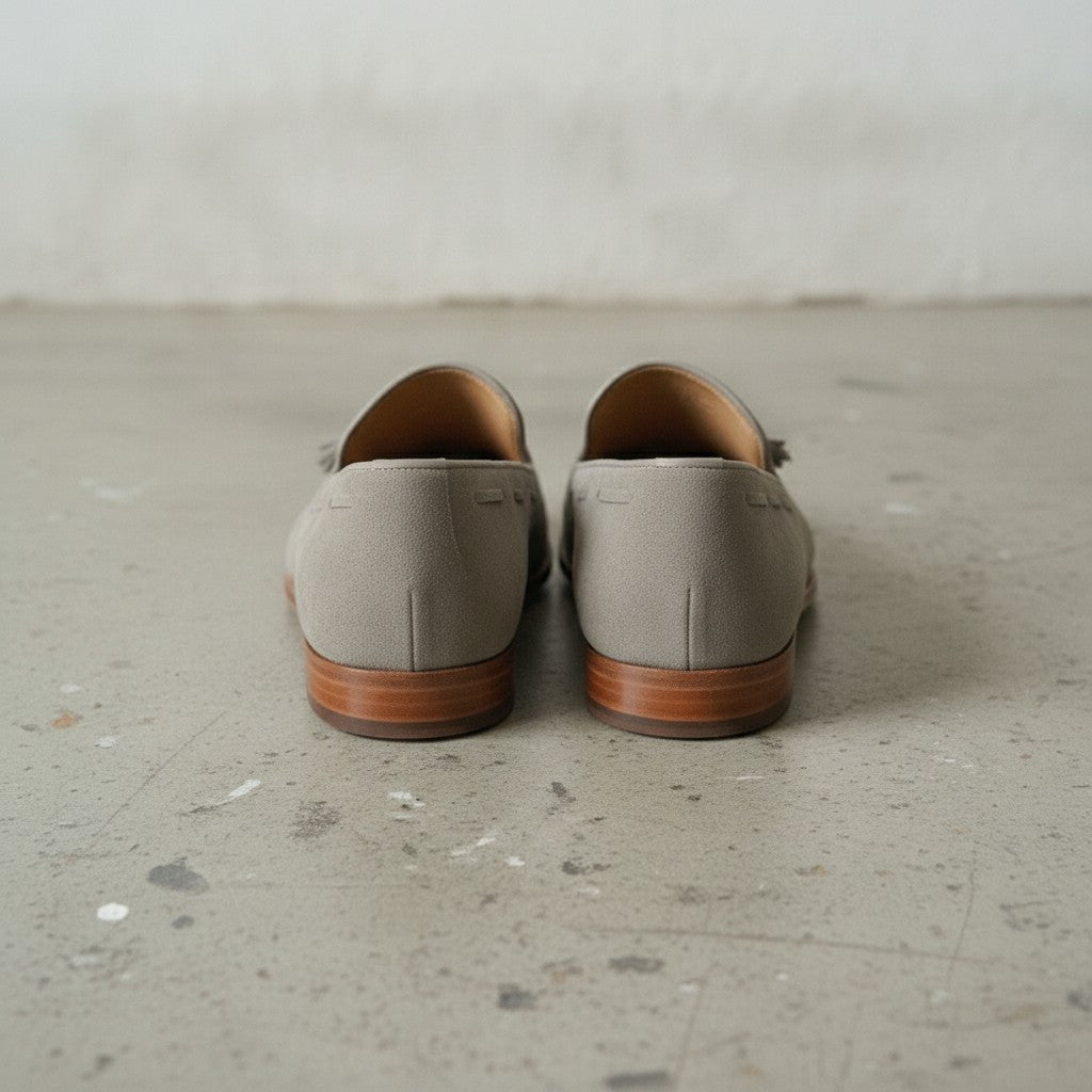 Light Gray Suede Tassel Loafers — Dover