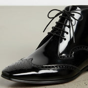 Men's Black Wingtip Leather Oxford Ankle Boots — Bancroft