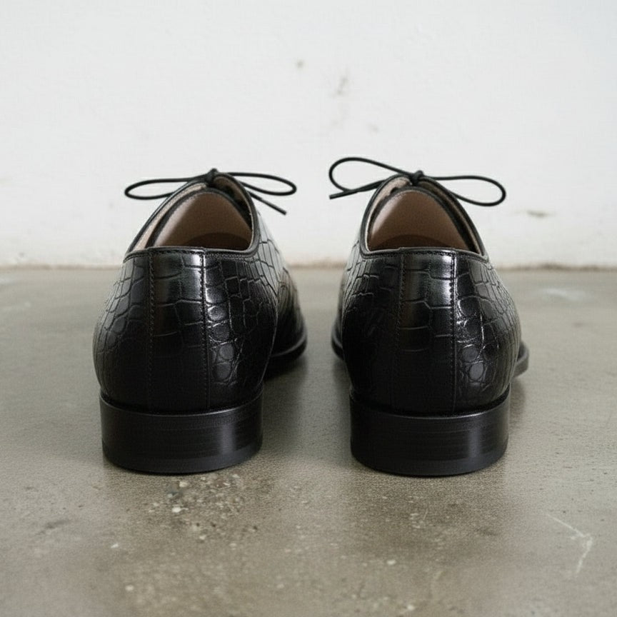 Men's Black Alligator-Embossed Leather Oxfords — Booker — Booker