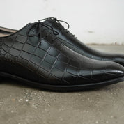 Men's Black Alligator-Embossed Leather Oxfords — Booker — Booker