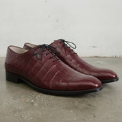 Men's Burgundy Alligator-Embossed Leather Oxfords — Booker