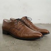 Men's Brown Alligator-Embossed Leather Oxfords — Booker