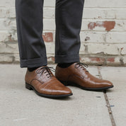 Men's Brown Alligator-Embossed Leather Oxfords — Booker