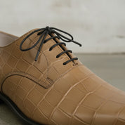 Men's Tan Alligator-Embossed Leather Oxfords — Booker
