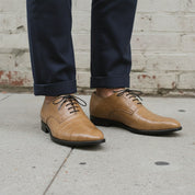 Men's Tan Alligator-Embossed Leather Oxfords — Booker
