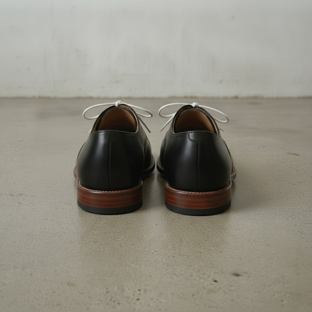 Men's Black Cap-Toe Leather Oxfords — Bromley