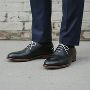 Men's Black Cap-Toe Leather Oxfords — Bromley
