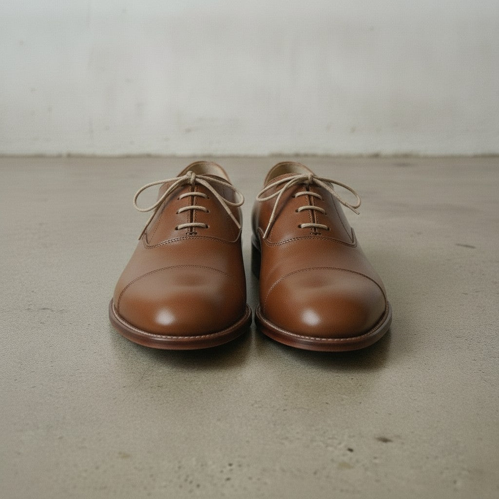Men's Brown Cap-Toe Leather Oxfords — Bromley