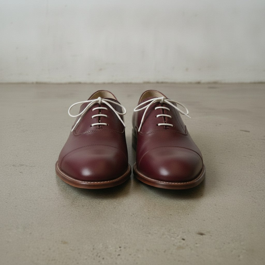 Men's Burgundy Cap-Toe Leather Oxfords — Bromley