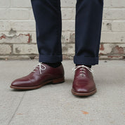 Men's Burgundy Cap-Toe Leather Oxfords — Bromley