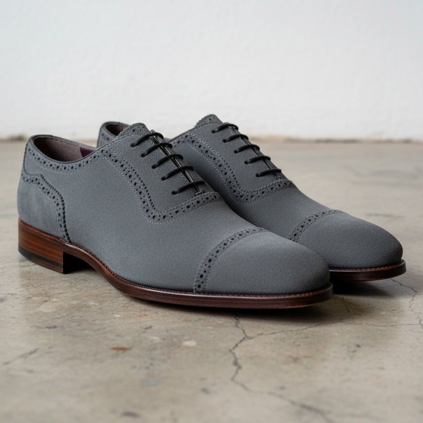 Men's Grey Cap-Toe Suede Oxfords — Boulter — Boulter