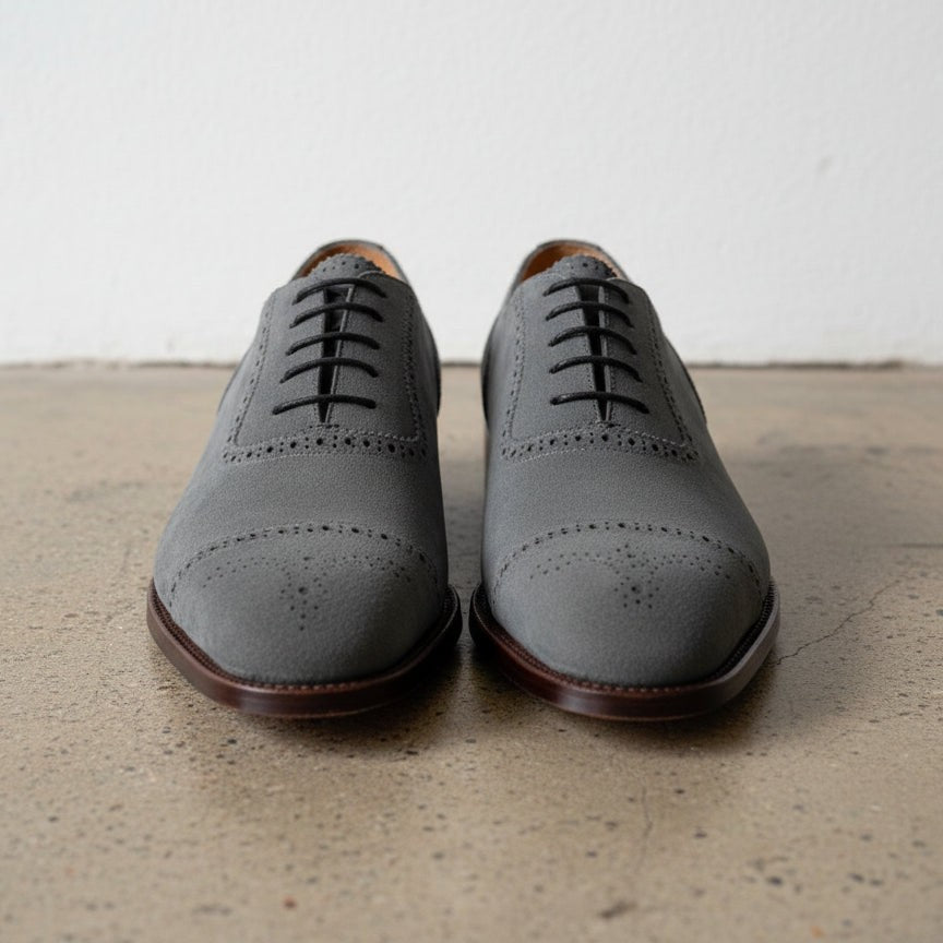 Men's Grey Cap-Toe Suede Oxfords — Boulter — Boulter