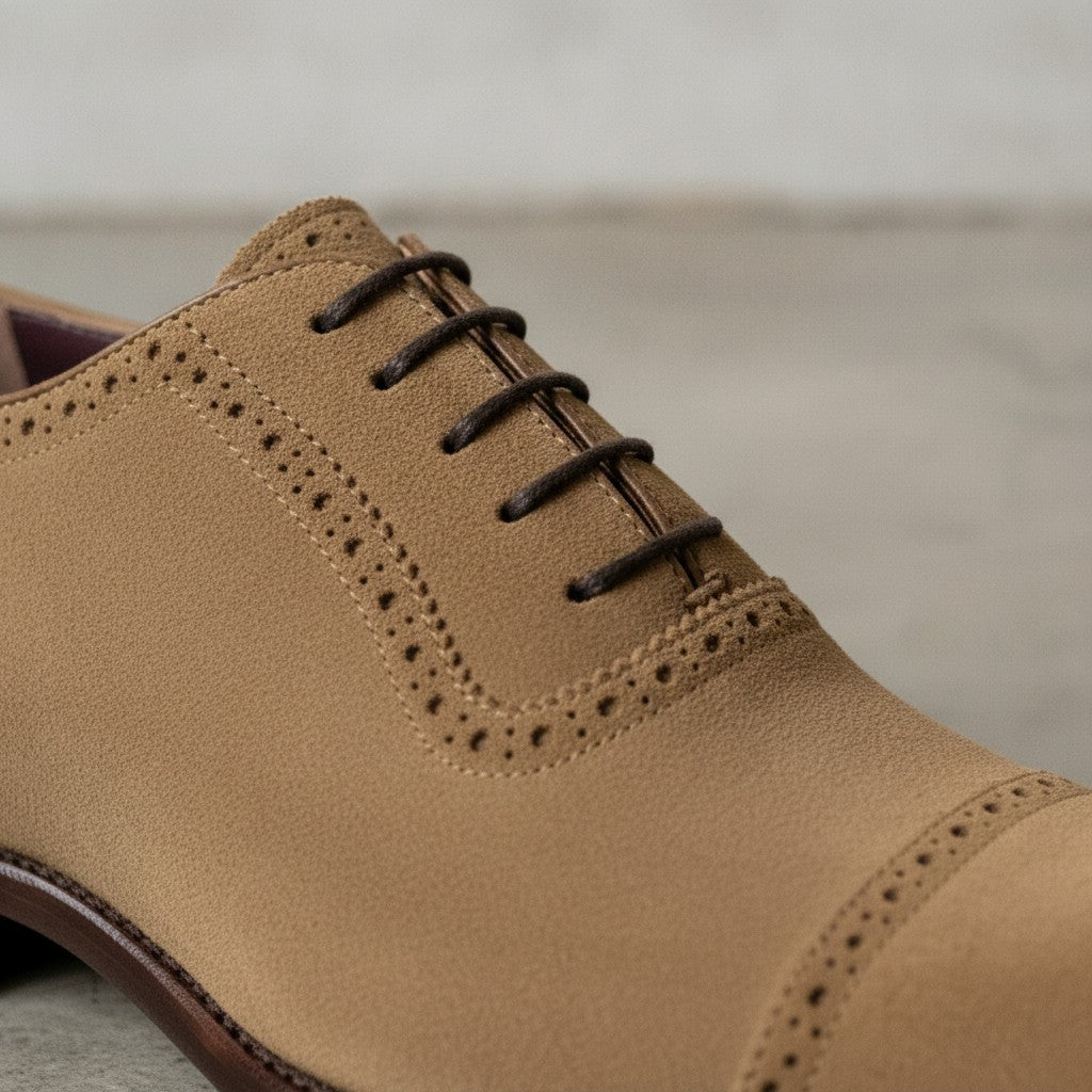 Men's Tan Cap-Toe Suede Oxfords — Boulter