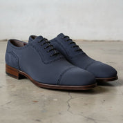 Men's Navy Blue Cap-Toe Suede Oxfords — Boulter
