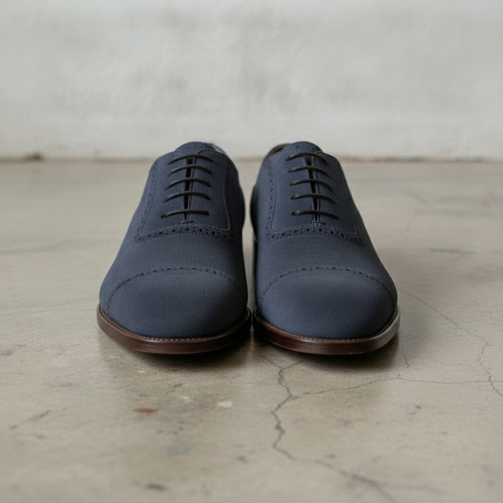 Men's Navy Blue Cap-Toe Suede Oxfords — Boulter