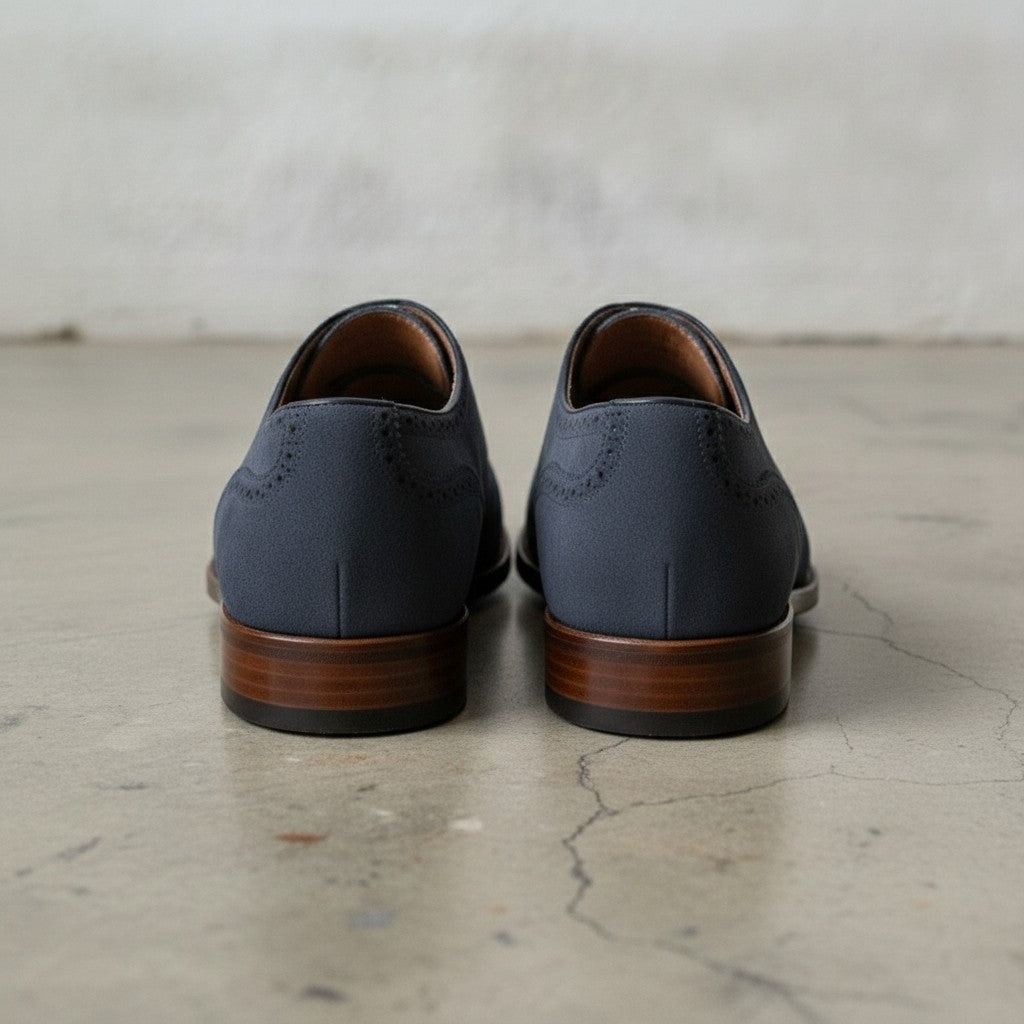 Men's Navy Blue Cap-Toe Suede Oxfords — Boulter