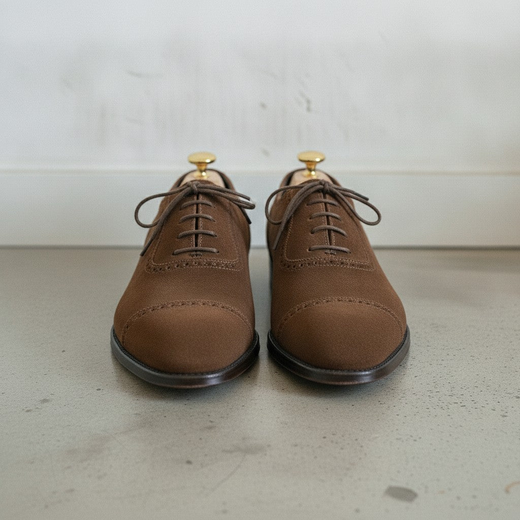 Men's Brown Cap-Toe Suede Oxfords — Humber