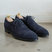 Men's Navy Blue Cap-Toe Suede Oxfords — Humber