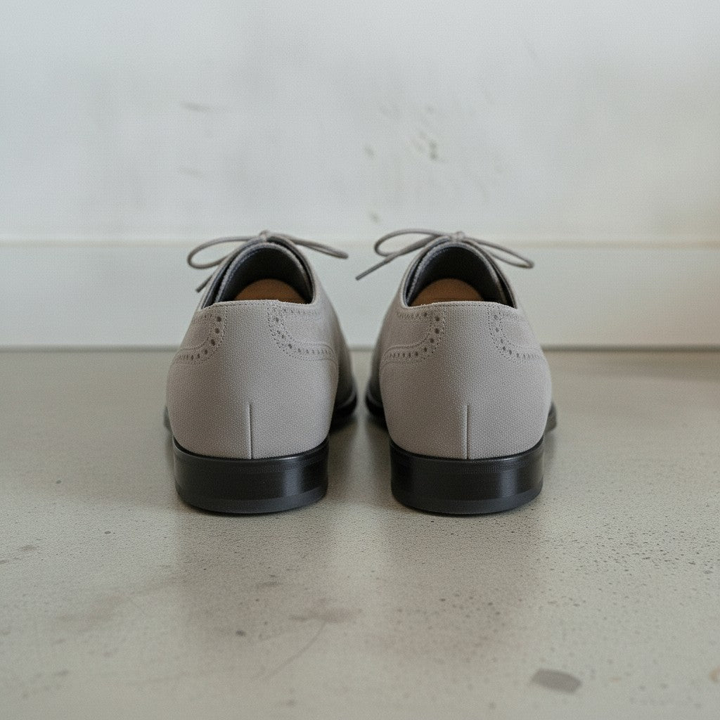 Men's Light Gray Cap-Toe Suede Oxfords — Humber