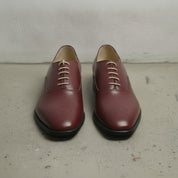 Men's Burgundy Cap-Toe Brogue Leather Oxfords — Sarsfield