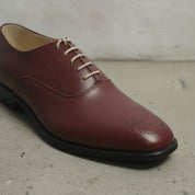 Men's Burgundy Cap-Toe Brogue Leather Oxfords — Sarsfield