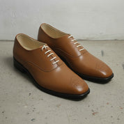 Men's Brown Cap-Toe Brogue Leather Oxfords — Sarsfield