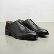 Men's Black Cap-Toe Leather Oxfords — Hackett