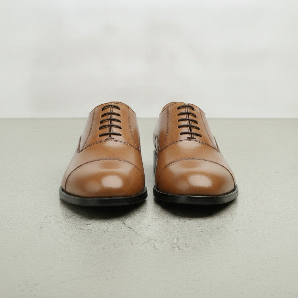 Men's Tan Cap-Toe Leather Oxfords — Hackett